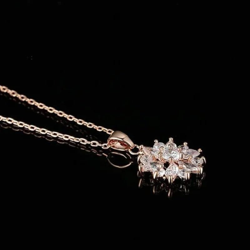 3 Pcs/set 925 Silver Natural Gem AAA CZ Snowflake Antique Necklace Earrings Christmas Snowflake Jewelry Gift - WORLD TIME VISITS