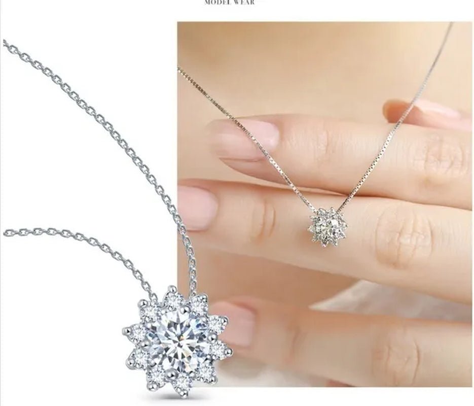 3 Pcs/set 925 Silver Natural Gem AAA CZ Snowflake Antique Necklace Earrings Christmas Snowflake Jewelry Gift - WORLD TIME VISITS