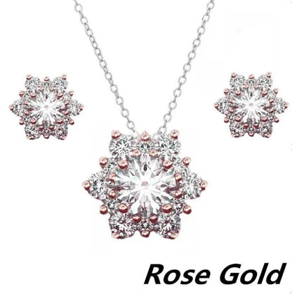 3 Pcs/set 925 Silver Natural Gem AAA CZ Snowflake Antique Necklace Earrings Christmas Snowflake Jewelry Gift - WORLD TIME VISITS