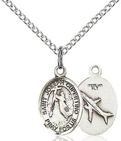 St. Joseph of Cupertino Hand-Crafted Oval Medal Pendant in Sterling Silver