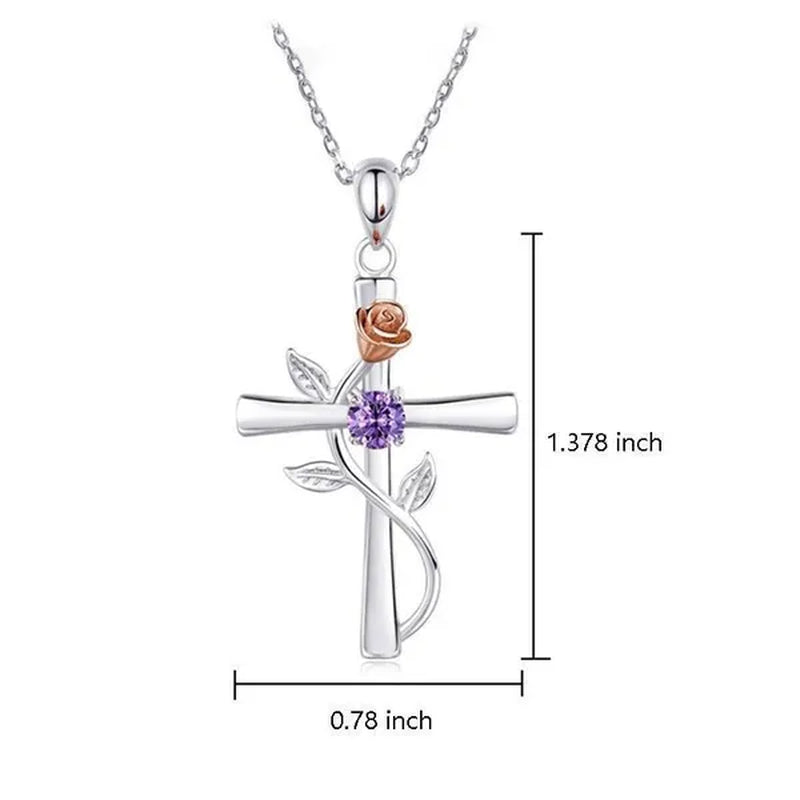 Trendy Flower Cross Necklace for Women Engagement Wedding Accessories Valentine's Day Gift