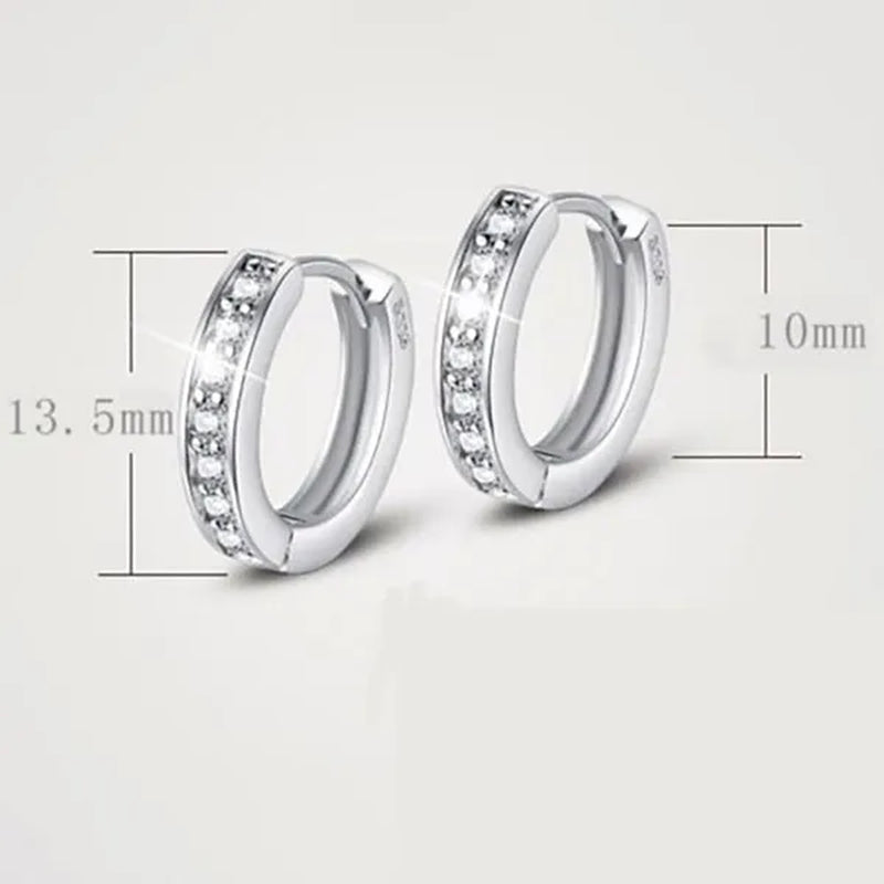 Luxury Elegant Diamond Hoop Ear Stud Earrings for Women Round Wedding Bridal Jewelry