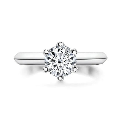 18k White Gold 2Ct Round Cut Moissanite Solitaire Six Claw Diamond Engagement Wedding Ring Jewelry Gifts Size 6-10 with Certified