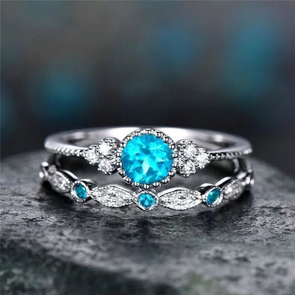 New Trendy 2019 Hot Sale Wedding Rings Set Natural Amethyst Sapphire Ring for Women Fashion Silver Jewelry with Gemstone Party Gift