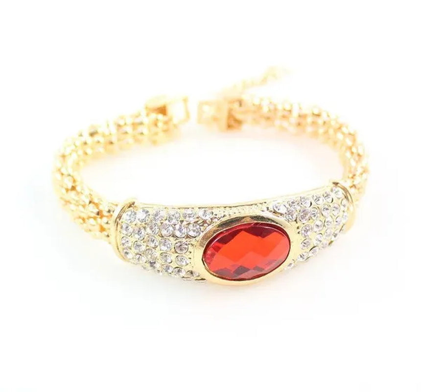 Women Gold Plated Crystal Gem Necklace Wedding Party Jewelry Sets 4 Colors