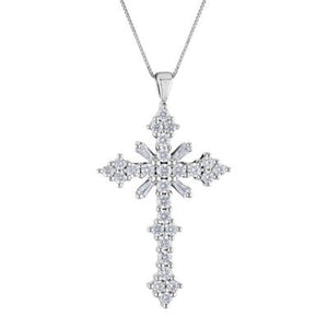 0.46 CT. T.W. Diamond Cross Pendant in 14K White Gold