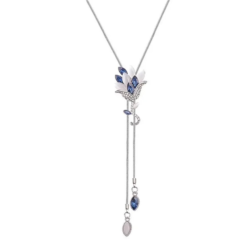Butterfly Pendant Necklace Sweater Chain Long Tassel Necklace Adjustable Women'S Fashion Jewelry Accessories