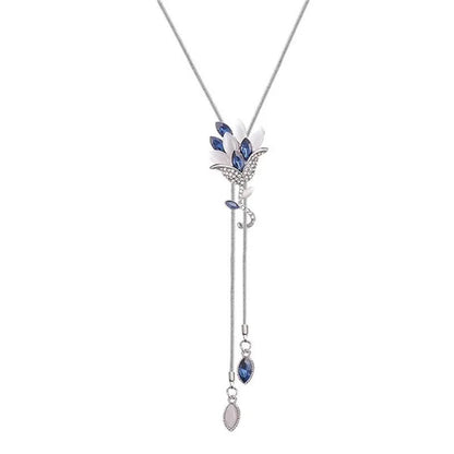 Butterfly Pendant Necklace Sweater Chain Long Tassel Necklace Adjustable Women'S Fashion Jewelry Accessories