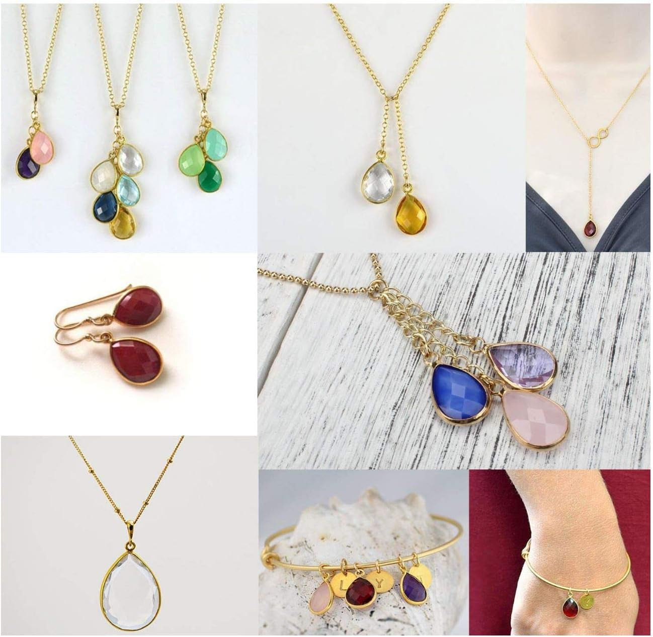 Grade a Gold Birthstone Charm Drop Pendant 11Mm 14Mm 16Mm for Personalized Earrings Bracelet Necklace Anklet Pendant Keychain Jewelry Making