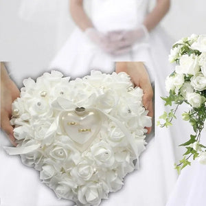 Wedding Favors Rose Heart Shaped Design Ring Box Pillow Cushion Case Holder Gift