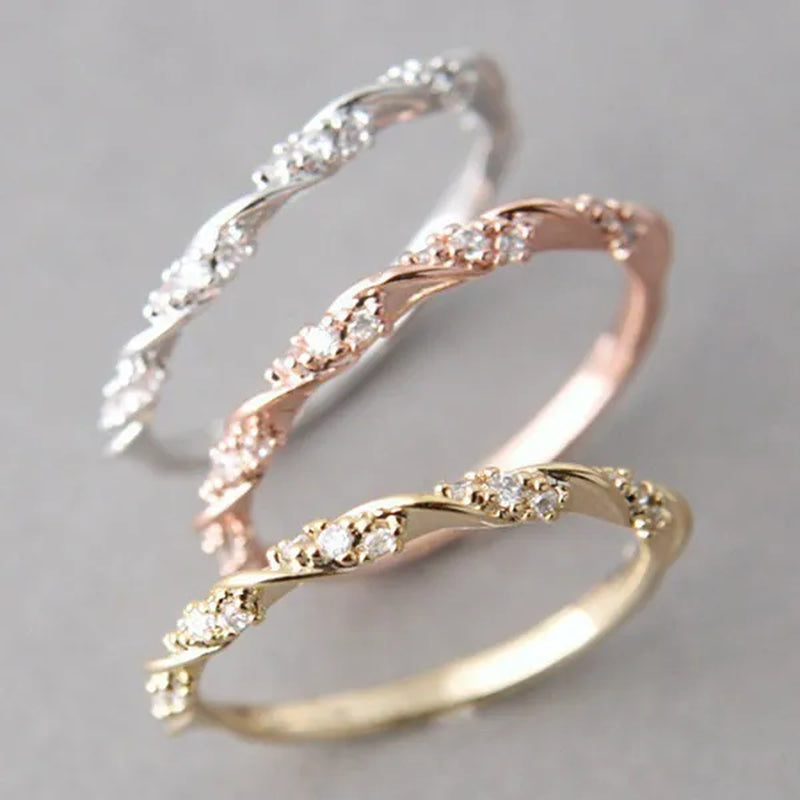 Simple and Exquisite Fashion Three-color Rose Gold Gold Silver Women's Ring, Cute Princess Ring Elegant Promise Ring, The Best Choice for Girlfriend Gifts. Size US5-11