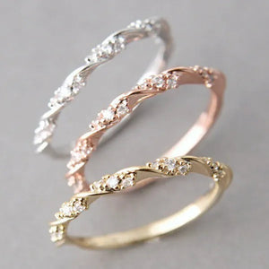Simple and Exquisite Fashion Three-color Rose Gold Gold Silver Women's Ring, Cute Princess Ring Elegant Promise Ring, The Best Choice for Girlfriend Gifts. Size US5-11