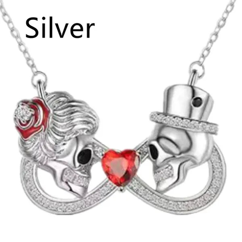 Exquisite and Creative Women's Infinite Necklace Diamond Necklace Skull Necklace Couple Necklace Ruby Pendant Skull Jewelry Accessories Fashion Women's Valentine's Day Anniversary Gift
