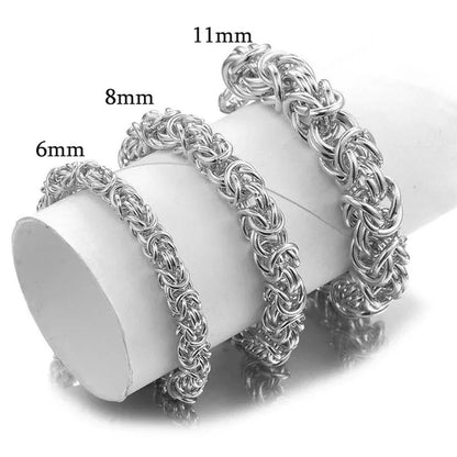 6/8/11mm Men Chain Silver Byzantine Stainless Steel Curb Chain Cuban Necklace 16"-40" Bracelet 7"-11"