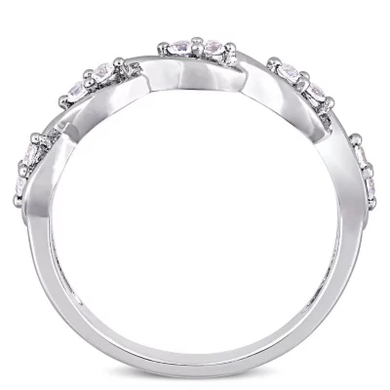 White Sapphire Infinity Design Ring in 14K White Gold