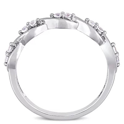 White Sapphire Infinity Design Ring in 14K White Gold