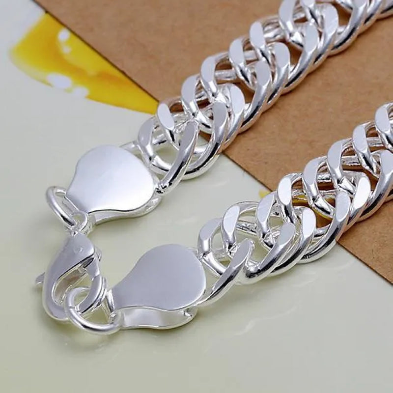 925 Sterling Silver 6MM/10MM Thick Tight Filled Heavy 925 Solid Silver Double Cuban Link Chain Necklace&Bracelet Fashion Jewelry Set(20/22/24 inches)for Women and Men