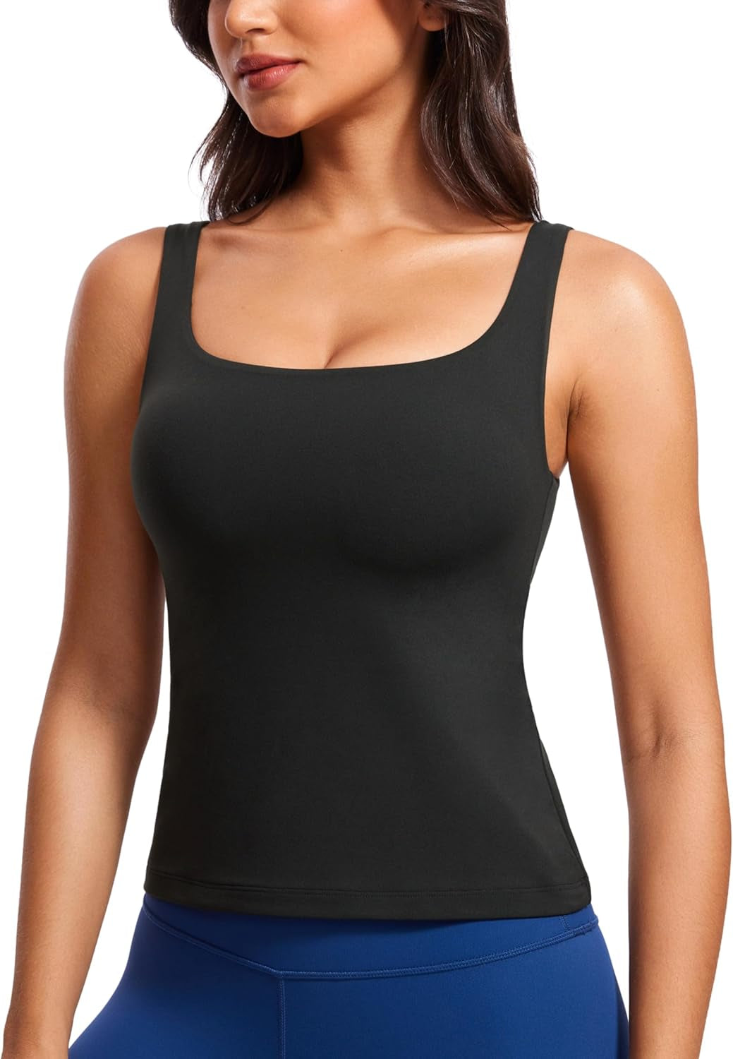 Butterluxe Workout Tank Tops for Women U Neck Padded Crop Tops Athletic Camisole Tops with Built in Bra