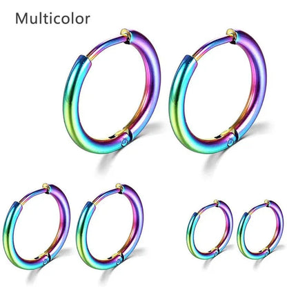8Mm to 25Mm Unisex Stainless Steel Hoop Earring，Stainless Steel Ear Hoops Punk Style Ear Cartilage Hoop Earrings for Men and Women