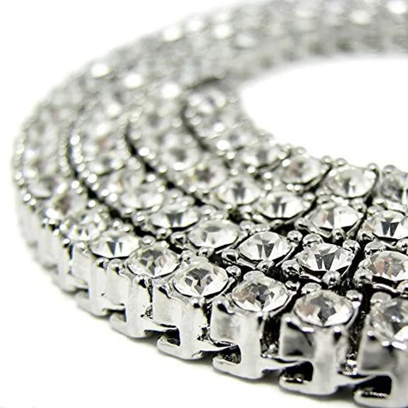 Gold Silver Clear Cz Stones Iced Out Men 1 Row 24inch 30inch Chain Hip Hop Necklace
