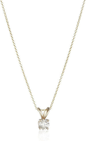 14K Gold Adjustable Prong Set Round-Cut Diamond Pendant , (Previously Amazon Collection)
