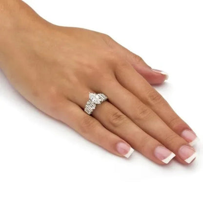 Exquisite Elegant Bridal Wedding Rings for Women Jewelry Micro Pave Diamond Claw Setting Marquise White Sapphire Rings