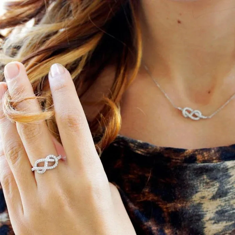 Delicate Micro Pave Cubic Zirconia Infinity Rings for Women Bride Engagement Proposal Ring Gift