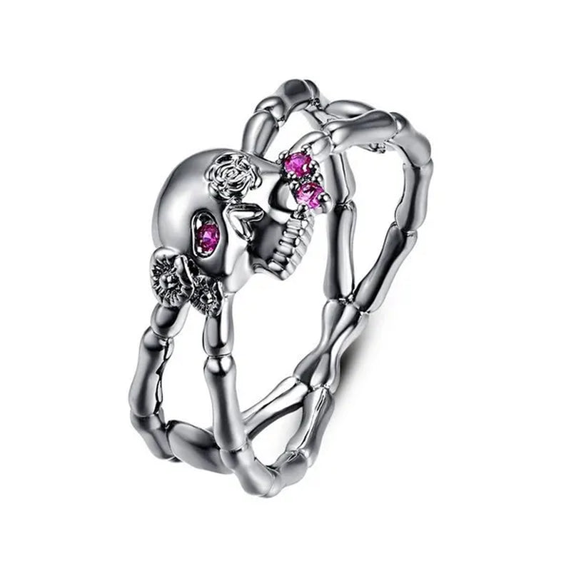 Fashion Simple Retro Punk Style Gothic Skull Rings for Women Cocktail Ring Skeleton Knuckle Jewelry Size5 6 7 8 9