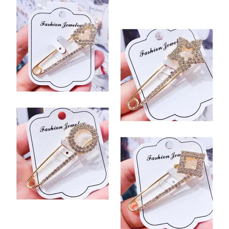 Women Brooch Pins Sweater Shawl Clips Crystal Brooches, Safety Pins Dress Shirt Clips for Women Rhinestone brooch women's anti slip button clothing accessories