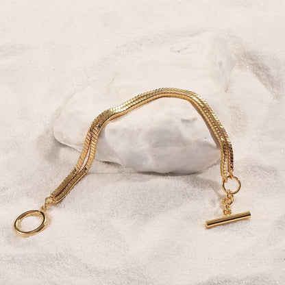 Two Layer 18K Gold Plated Brass Bracelet for Women/Link Chain Cute Bracelet/Fashion Gift for Women Girls