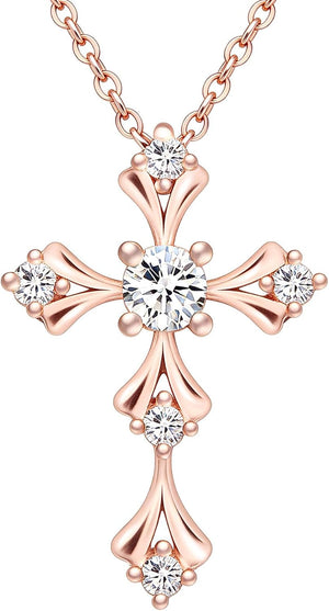 Moissanite Cross Necklace for Women, 925 Sterling Silver 14Kgold Plated Necklaces with Sparkling Moissanite Pendant, Faith Women'S Jewelry, Trendy Gift for Women Mom Friend