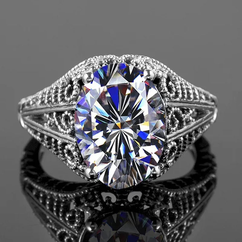 Edward Antique Semi-Precious Stone Wedding Rings for Women Solid 925 Sterling Silver Created Zircon Crystals Rings Female Anel