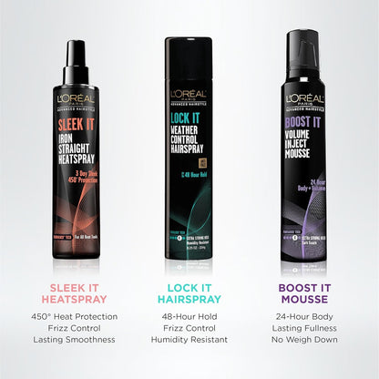 L'Oréal Paris Advanced Hairstyle Sleek It Iron Straight Heat Spray, 5.7 Ounce