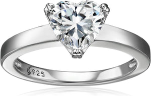 Sterling Silver Fancy Shape Solitaire Ring Made with Infinite Elements Zirconia, (Previously Amazon Collection)