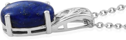 Blue Lapis Lazuli Natural Healing Crystal Stone Decorations Bail Pendant Necklace 20 Stainless Steel Fashion Delicate Unique Jewelry Gifts for Women