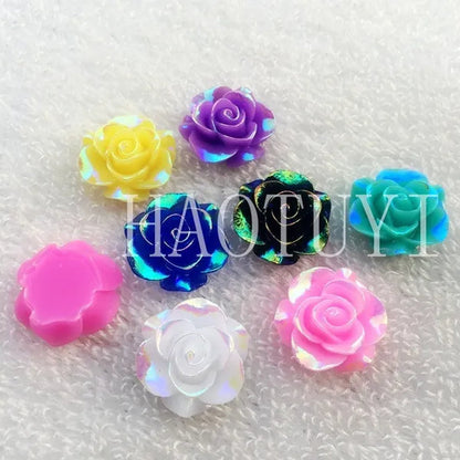 60pcs 10mm New fashion style Flower Rhinestone AB Resin Flatback handsewing gem stones crystal