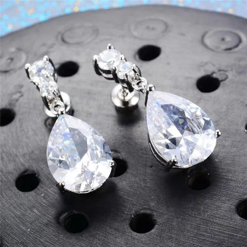 Exquisite Waterdrop Amethyst Drop Earrings for Women Engagement Wedding Jewelry Lover Birthday Gift - WORLD TIME VISITS