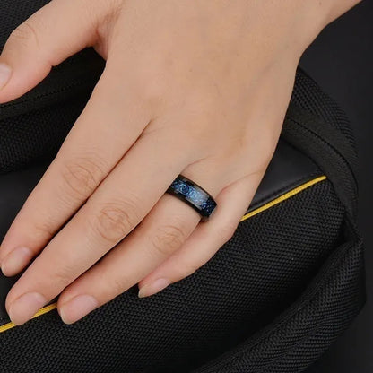 Rings Charm Couple Ring Stainless Steel Men's Ring Blue Color Sapphire Women's Wedding Ring Sets