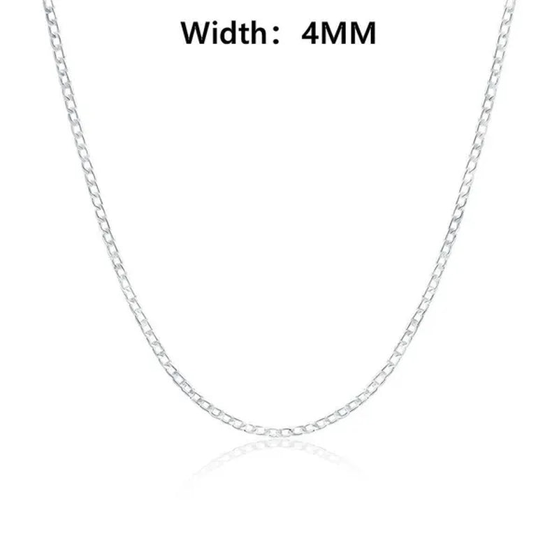 2PCS (Bracelet + Necklace) 925 Sterling Silver Fashion Jewelry Sets Curb Chain Necklace 925 Solid Silver Jewelry High Quality Necklace Bracelet 16-30 inches