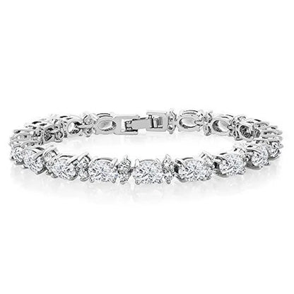 925 Sterling Silver Gorgeous Oval Ruby Amethyst Aquamarine Sapphire and round Sparkling Cubic Zirconia CZ Tennis Bracelet Jewelry Gift
