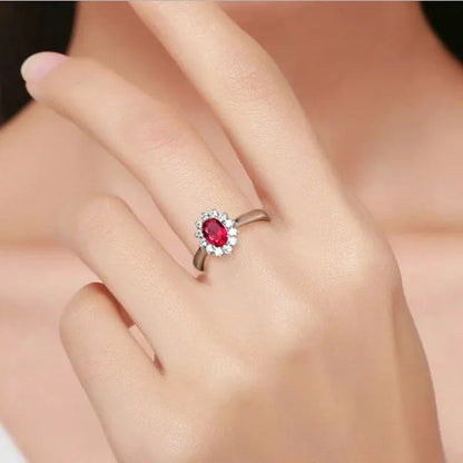 New Ruby Diana Sunflower Lady Ring Classic Living Mouth Design Women'S Ring