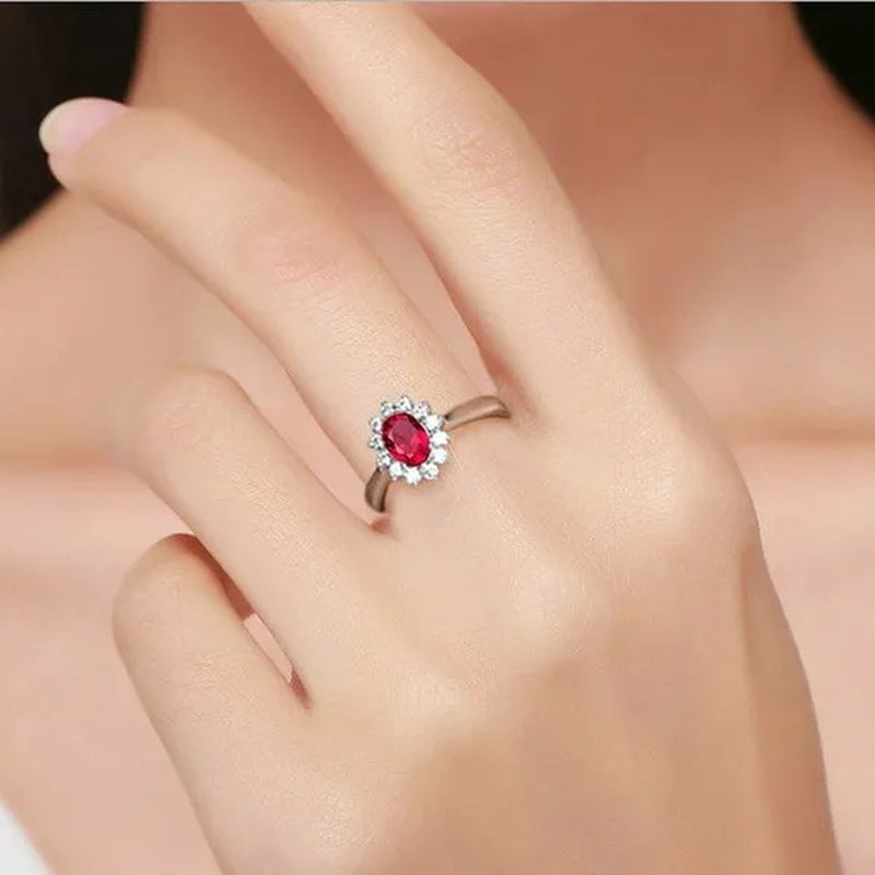 New Ruby Diana Sunflower Lady  Ring Classic Living Mouth Design Women's Ring