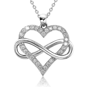 Bridal Romantic Wedding Necklace Cubic Zirconia Infinity Heart Necklace for Women Valentine's Day Gift
