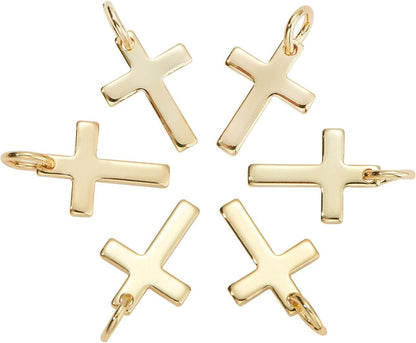 10 Pcs Craft Supplies Real 18K Gold Plated Beads Charms Pendants Cross Charms for Jewelry Making Crafting