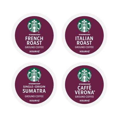 Dark Roast K-Cups Pod Sampler, Includes Starbucks Sumatra, French Roast, Cafe Verona, and Italian Roast, 20 Count
