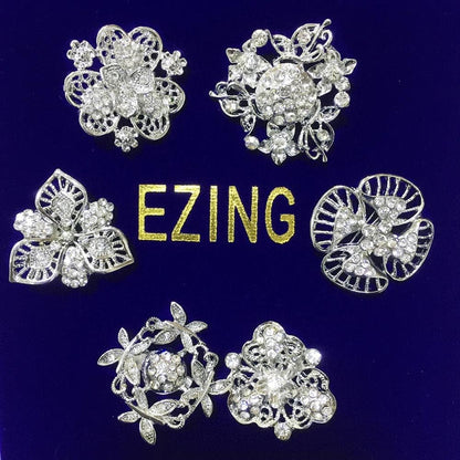 Lot 24Pc Shining Rhinestone Crystal Brooches Pins DIY Wedding Bouquet Kit