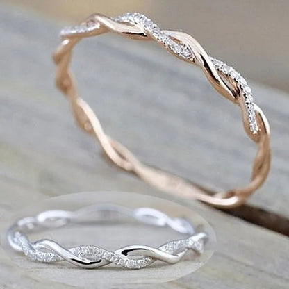 Diamond Ring Engagement Ring  Diamond Anniversary Twined Vine Simple Infinity Eternity Ring Bridal Women Promise Ring Anniversary Gold Wedding Bands Size 4-10 - WORLD TIME VISITS