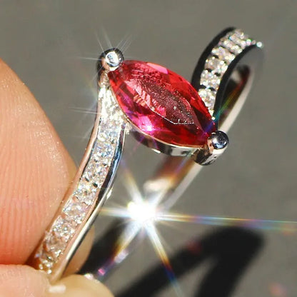 Eye  Silver Anniversary Statement Multilayer Crown Eye Ring Natural Gemstones Ruby Ring Wedding Bride Engagement Band Charm Party Ring Jewelry