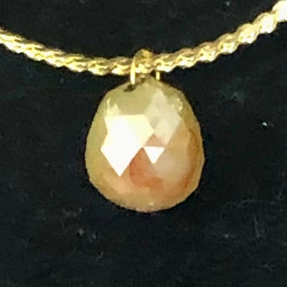 3.43Cts Bi-Color Diamond Briolette 18K Pendant | 8X7Mm |