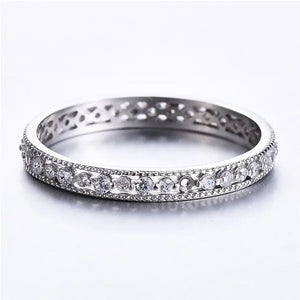 Exquisite 925 Sterling Silver/Black Gold/Gold/Rose Gold Single Ring White Full Diamond Ring Wedding Jewelry Gift
